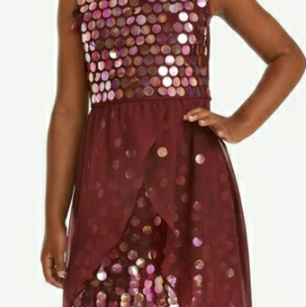 Plum girls size 14 large sequence dress